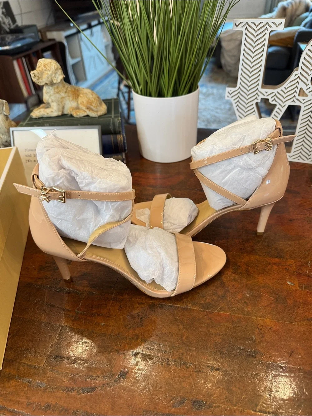 Michael Kors Nude Patent Strappy High Heel Sandals - Picture 3 of 7